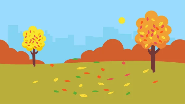 秋季风景与树木 矢量图 — 图库矢量图片