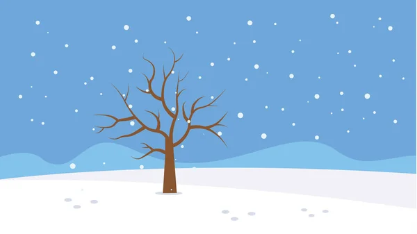 Paisagem Inverno Com Neve Árvore — Vetor de Stock