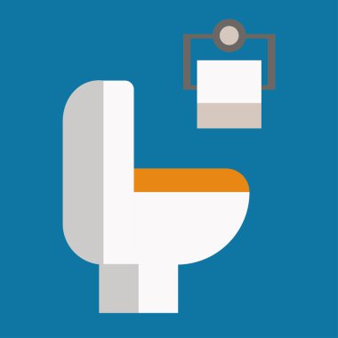 Bir tuvalet simgesinin vektör çizimi. Mavi arkaplanda izole edilmiş.