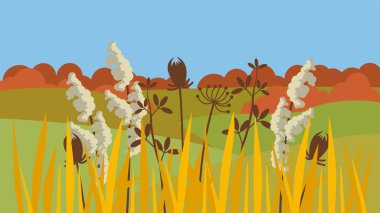 arkaplan için bitkilerin resimlendirildiği sonbahar alanı