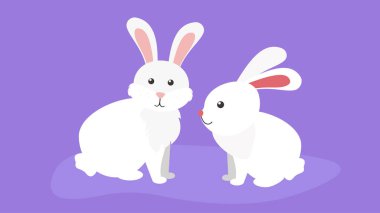Tavşanlar karakter vektör illüstrasyonu 