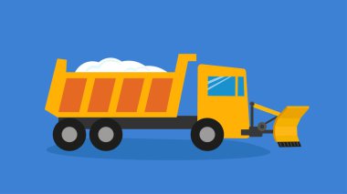 mavi renk vektör illüstrasyon grafik tasarımlı kamyon ve inşaat makineleri