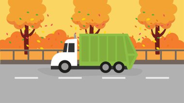 Araba ve ağaç vektör illüstrasyon tasarımlı kamyon