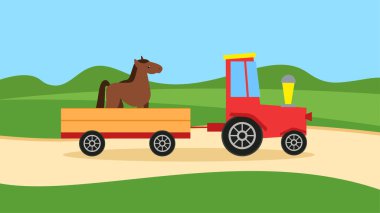 Çiftlik hayvanları ikonu. Web tasarımı için hayvan arabası çizimi çizimi