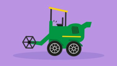 Kürekli bir traktör ve ikonlu bir el arabası. vektör illüstrasyonu