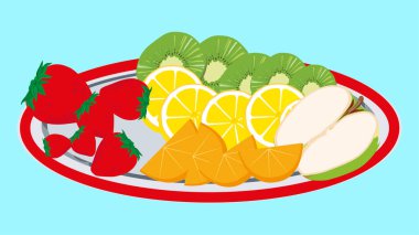 Taze Meyve ve Sebze Vektör İllüstrasyon