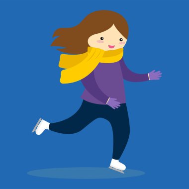 Genç kadın kayak vektörü çizimi