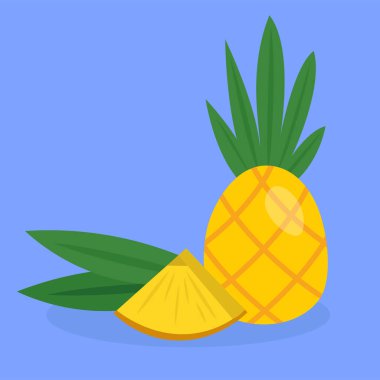 Ananas meyvesi ikonu. Web tasarımı için tropikal meyve vektör simgelerinin düz çizimi