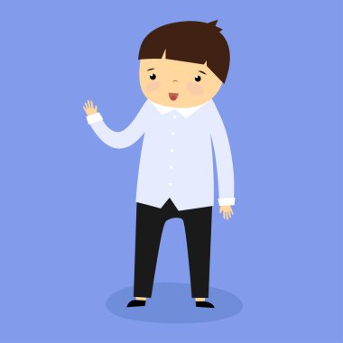 Mavi gömlekli yakışıklı çocuk, vektör çizimi.