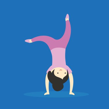 Yoga yapan kadın vektör illüstrasyon tasarımı yapıyor