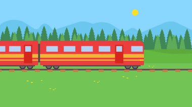 Beyaz arkaplanda izole edilmiş çizgi film tarzında bir tren simgesi. Demiryolu sembolü illüstrasyonu.