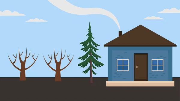 House Trees Vector Illustration — Image vectorielle