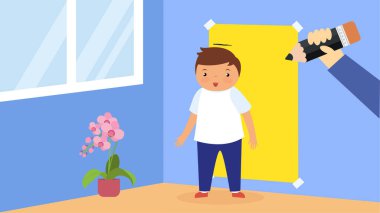 Komik çocuk, vektör çizimi basit tasarım.