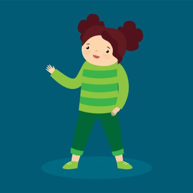 cute little girl in green clothes 