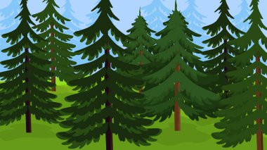 Illustration of a pine trees scenery