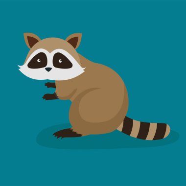 cute cartoon raccoon on a blue background