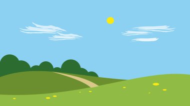 vector illustration of a green field with a hill