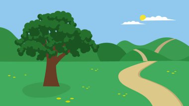 green trees in the park, vector illustration