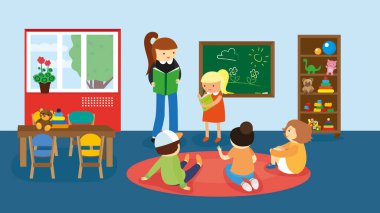 teacher with school class and education vector