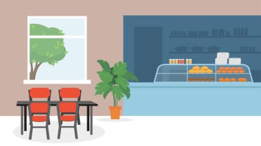 interior of a cafe, vector illustration