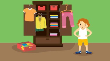 boy with clothes vector illustration