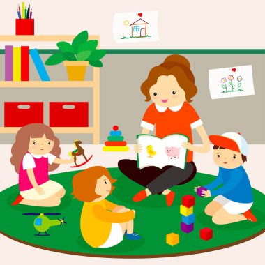 children reading book. vector illustration