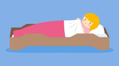 flat design of sleeping woman in bed
