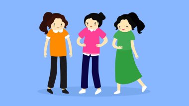 Bir grup kadının vektör illüstrasyonu 