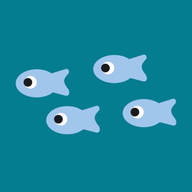 Balık ikonu. Web için köpek balığı vektör simgelerinin düz çizimi