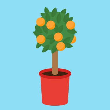 orange tree in pot icon. vector concept illustration for design.