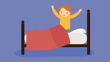 a girl in bed. vector illustration