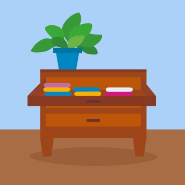 wooden table  vector illustration design