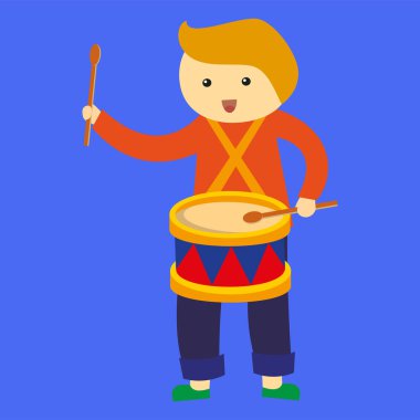 vector illustration of cartoon boy with drum