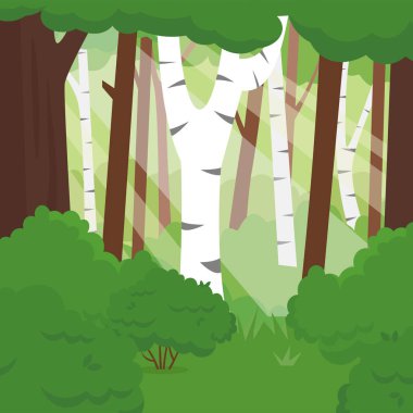 green trees and forest landscape vector illustration