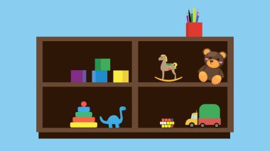 vector illustration of a set of children toys