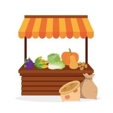 market store with vegetables and fruits vector illustration design