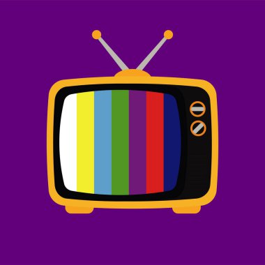 Retro televizyon ikonu. Web tasarımı için televizyon vektör sembolünün düz çizimi