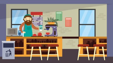 people in the kitchen vector illustration design