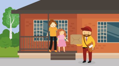 Park vektör çiziminde kızı olan aile