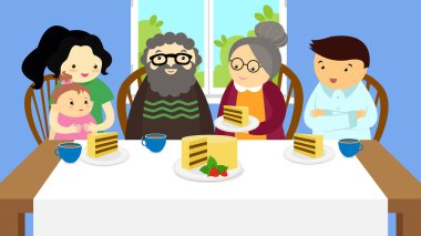 çocuklu aile, vektör illüstrasyonu