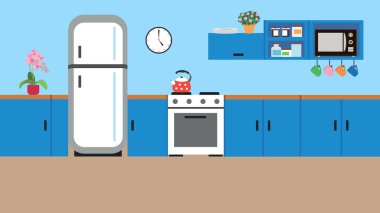 Mutfak aletlerinin vektör çizimi. 