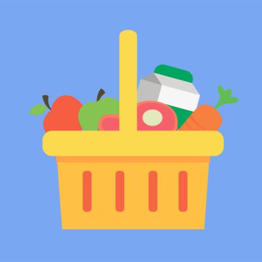 grocery basket with food vector illustration of 