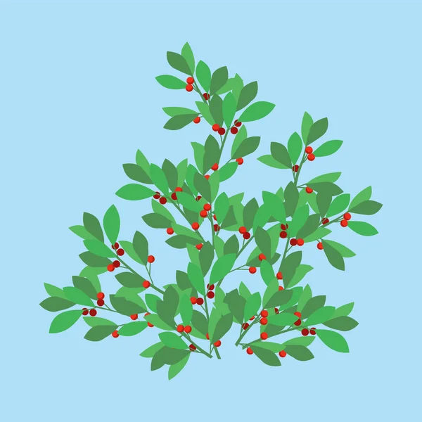 Vector Illustration Green Tree Branch Berries — Stock Vector
