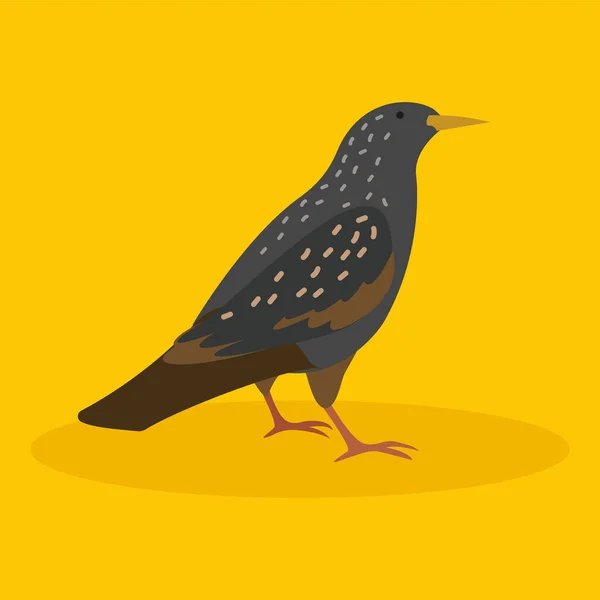 Bird Icon Flat Illustration Crow — Stock vektor