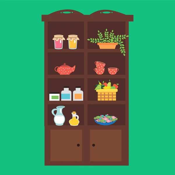 Cupboard Food Utensils Icons Set Vector Illustration — Stock Vector