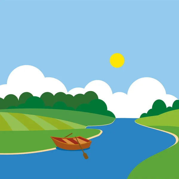 vector illustration of a landscape with a river