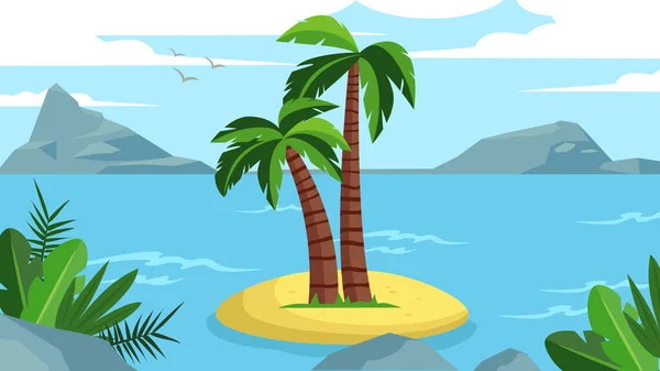 beach landscape with palm trees and sea