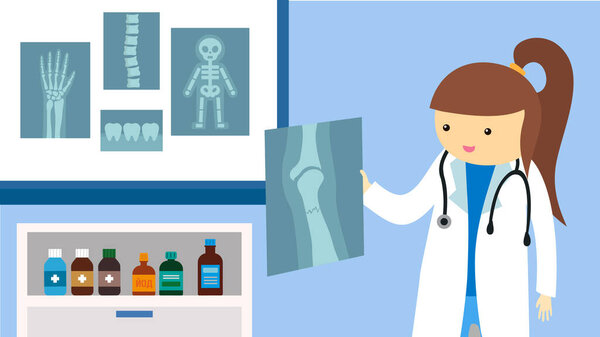 doctor with a stethoscope and x-rays. vector illustration