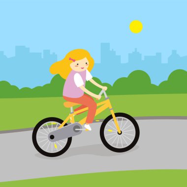 bisiklet vektörü çizimi kullanan kız