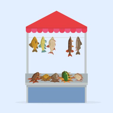 Trading shop with fish - illustration